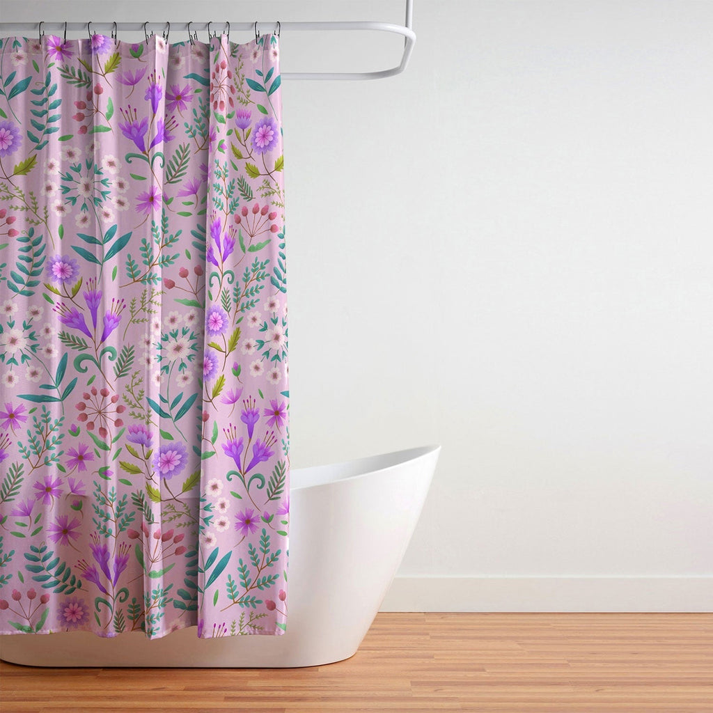Pimlada Phuapradit Ditsy Purple Floral Half Drop Shower Curtain