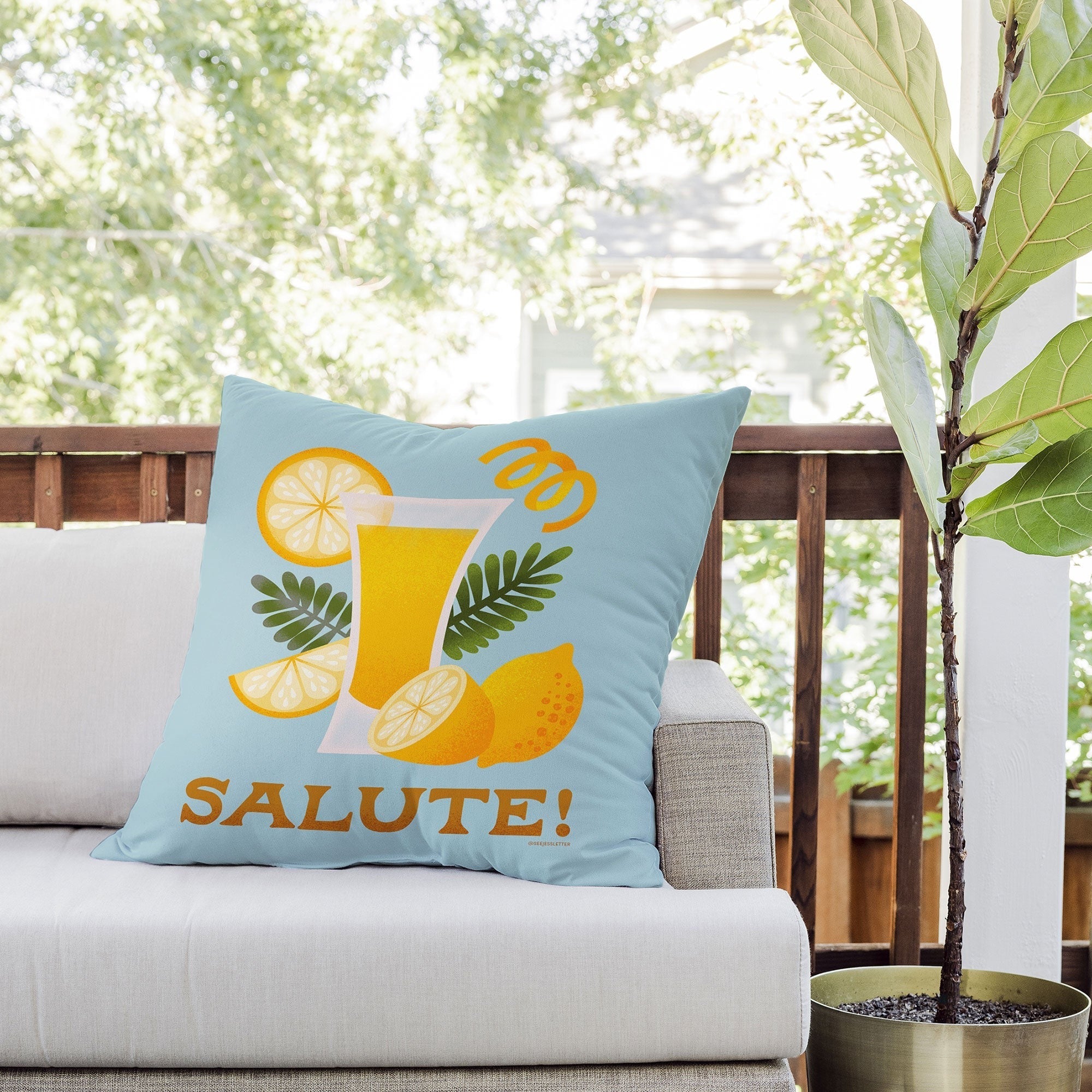 Jessica Molina Limoncello Cocktail Outdoor Throw Pillow