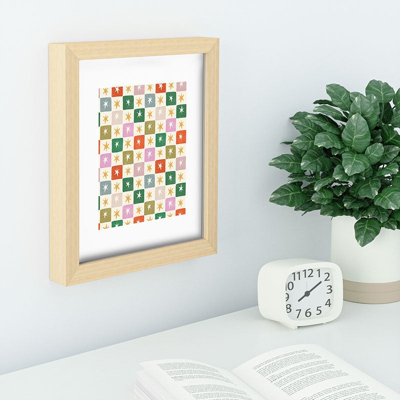 LouBruzzoni Retro Star Block Pattern Recessed Framing Rectangle