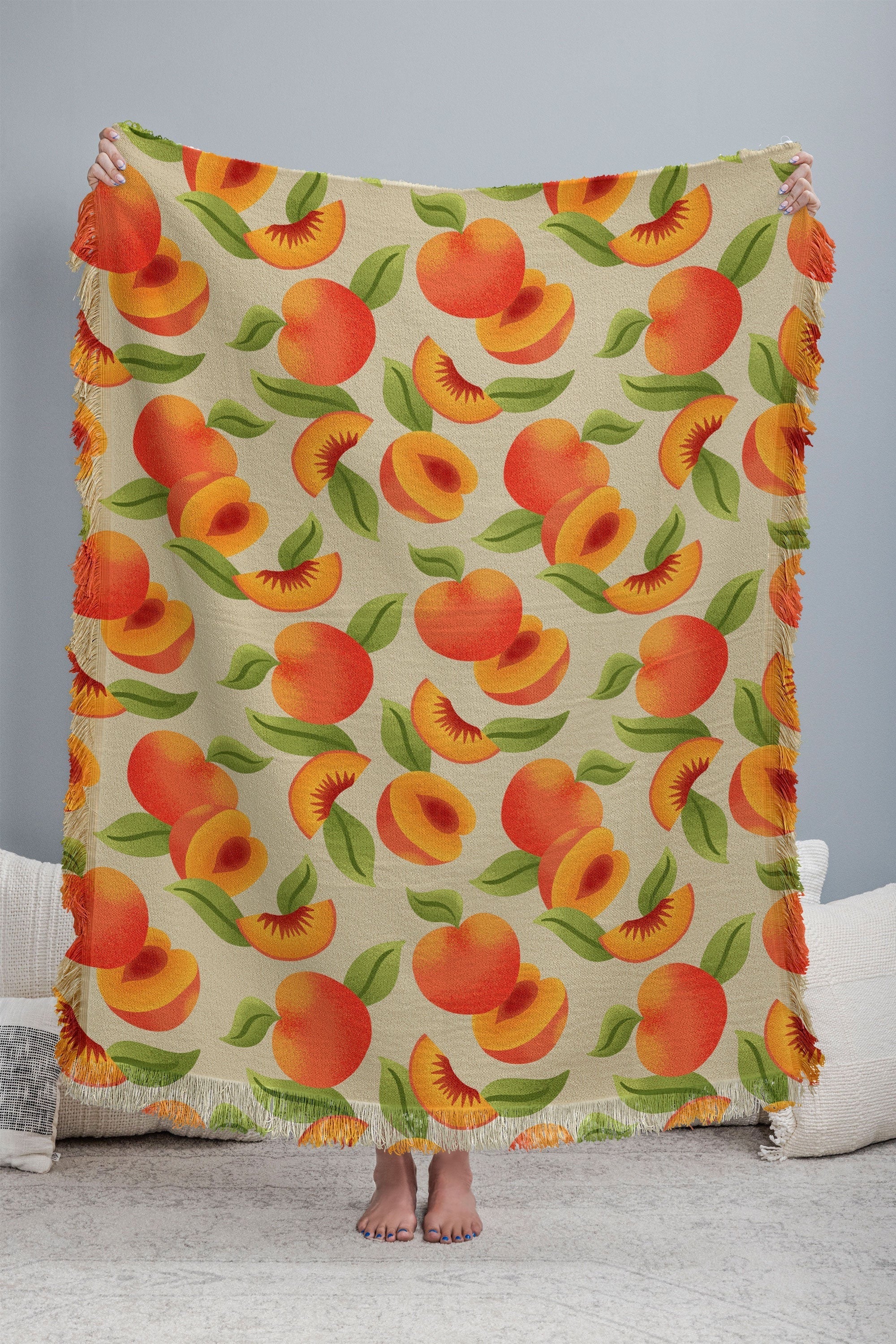 Jessica Molina Peach Pattern Throw Blanket