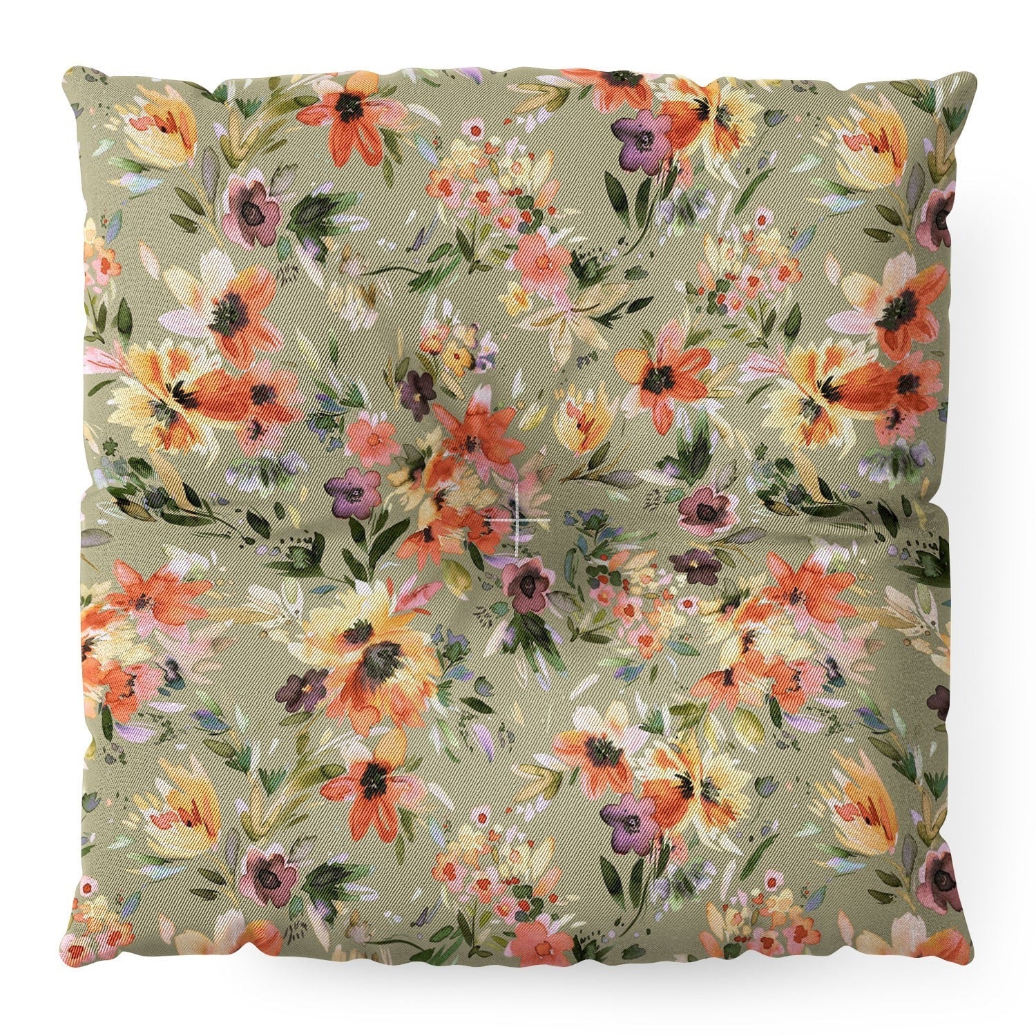 Ninola Design Botanic Retreat Floral Oleander Whimsical Teal Green Floor Pillow Square