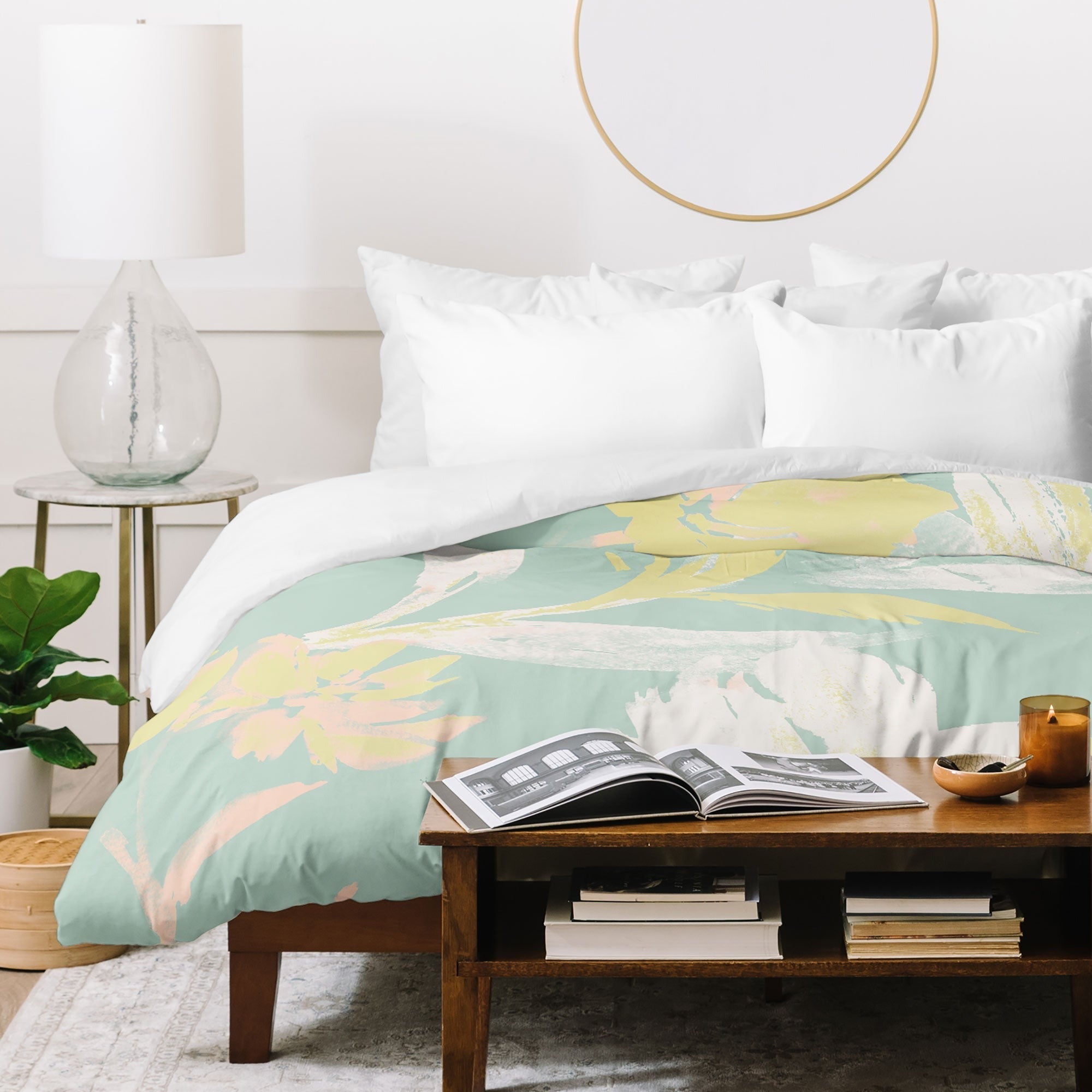 Gabriela Fuente Emma Floral Mint Duvet Cover