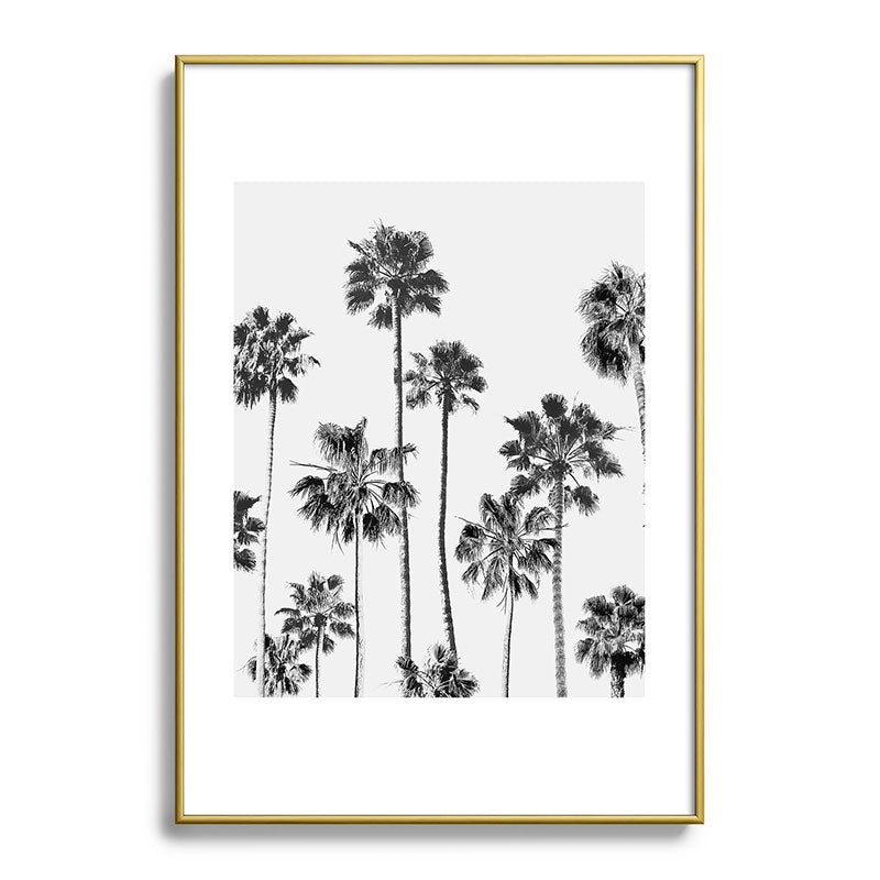 Gal Design Black And White Palms Metal Framed Art Print