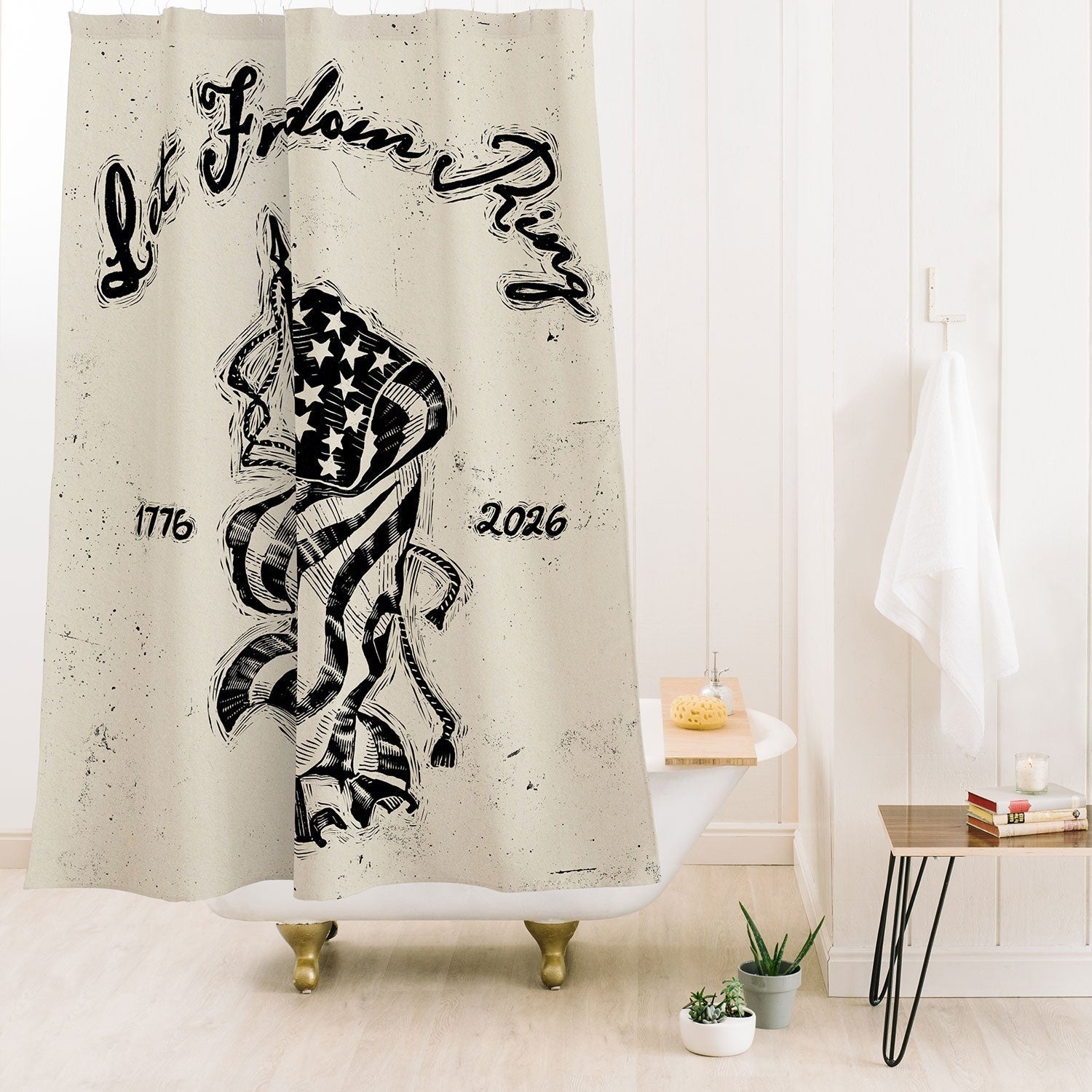 DENY Designs Let Freedom Ring Block Shower Curtain