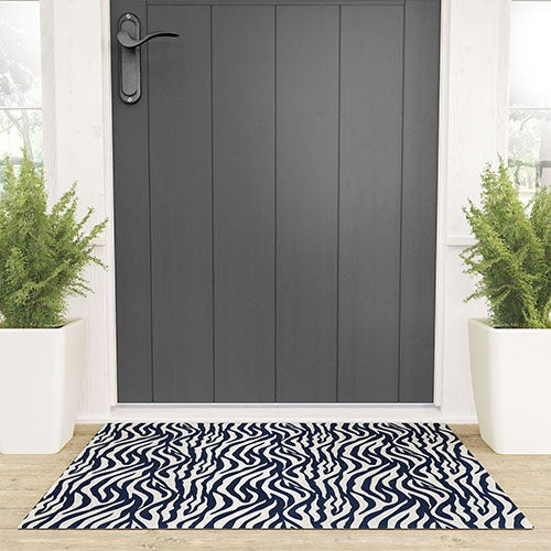 Avenie BR Navy Tiger Stripes Welcome Mat