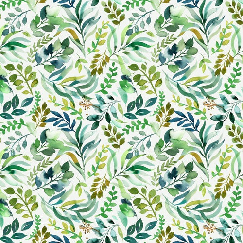 Ninola Design Botanic Retreat Loose Botanical Leaves Watercolor Green Wall Mural