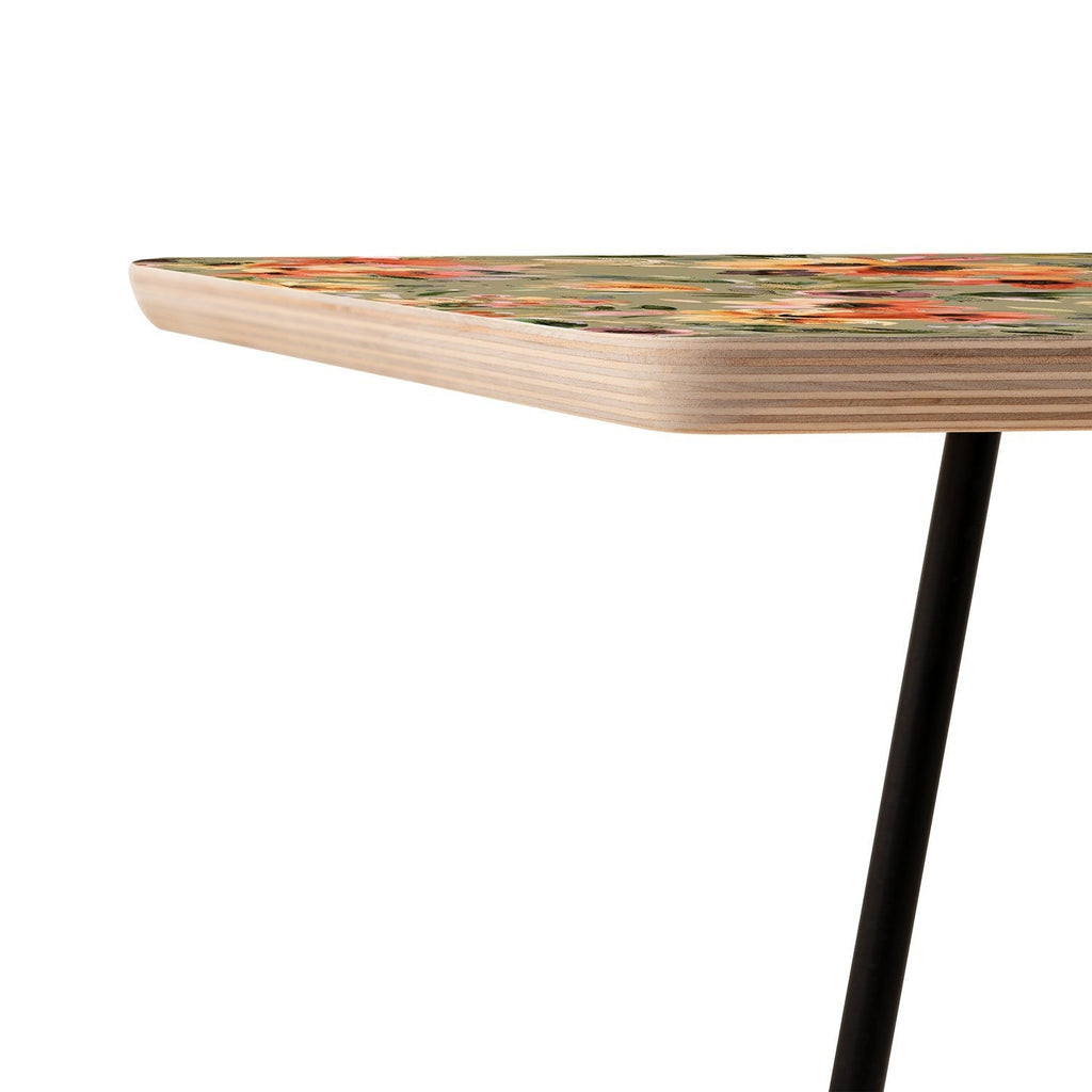 Ninola Design Botanic Retreat Painterly Tropical Flowers Sage Green Side Table