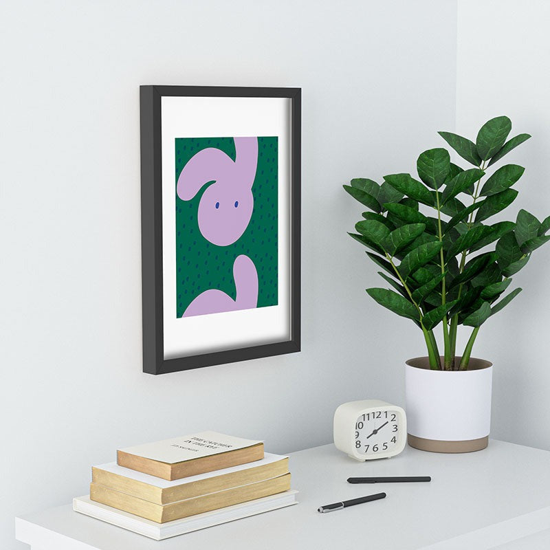 Camilla Foss Pebbles and Rabbit Recessed Framing Rectangle