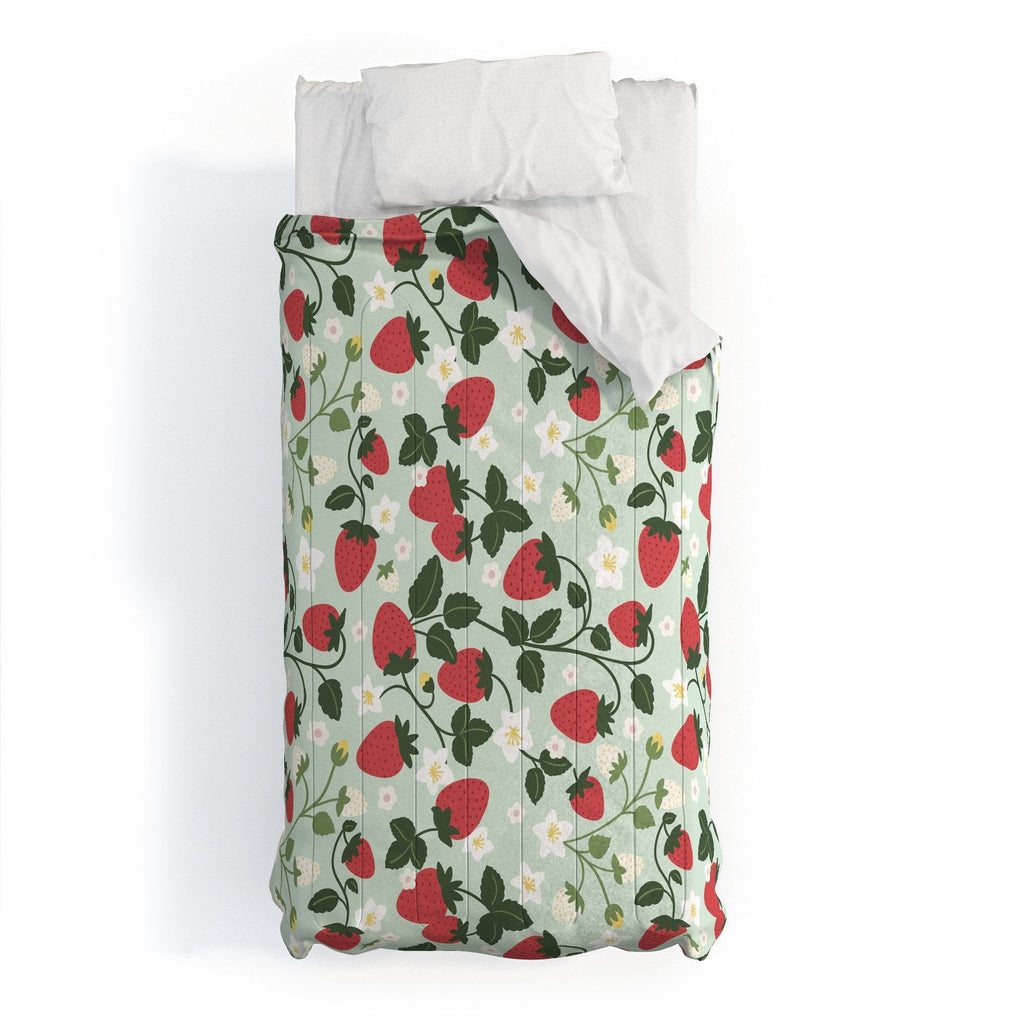 Design by Spark Strawberry Florals Fields Comforter