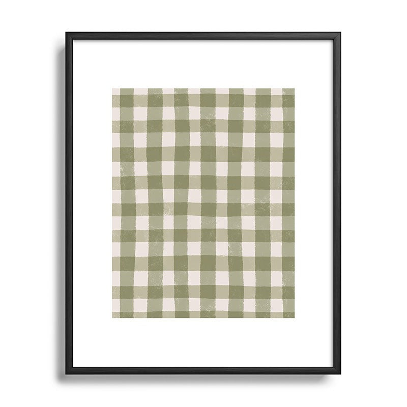 Menina Lisboa Rustic Green Plaid Metal Framed Art Print