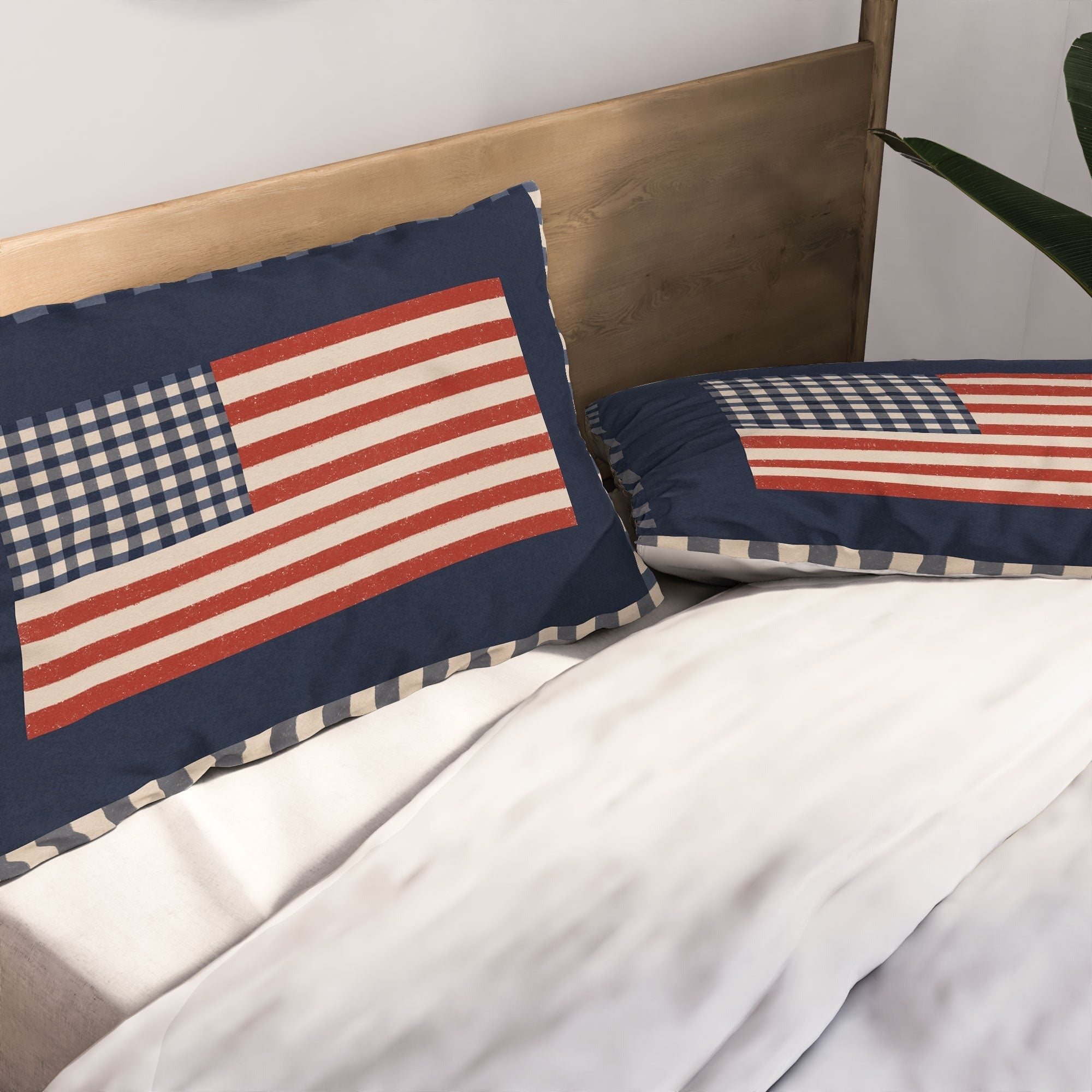 DENY Designs Gingham Flag Pillow Shams
