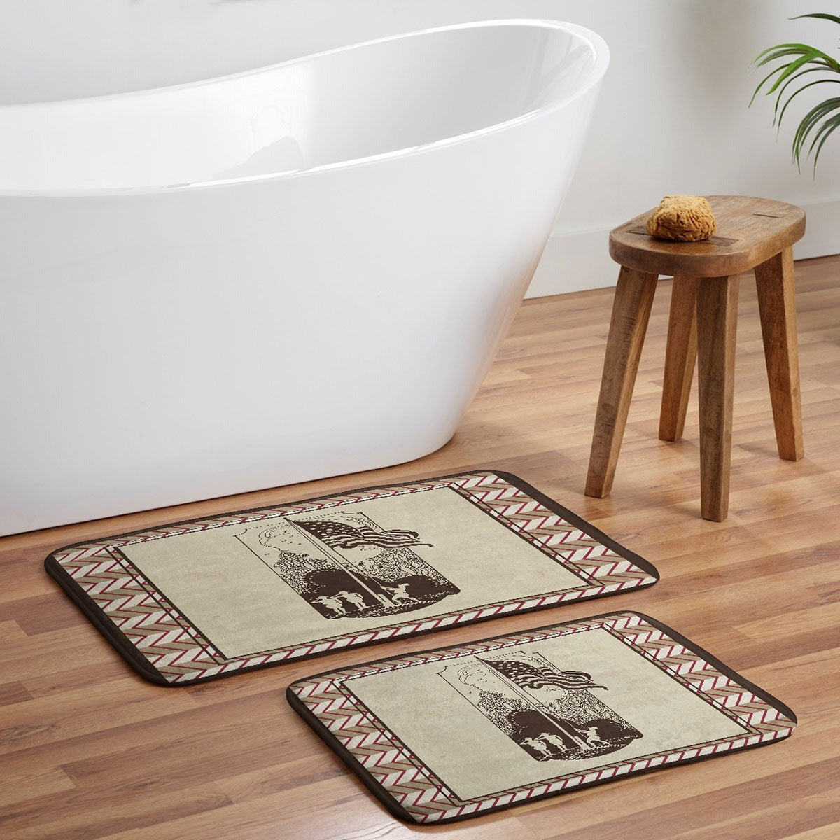 DENY Designs Flag Raisers Striped Square Memory Foam Bath Mat