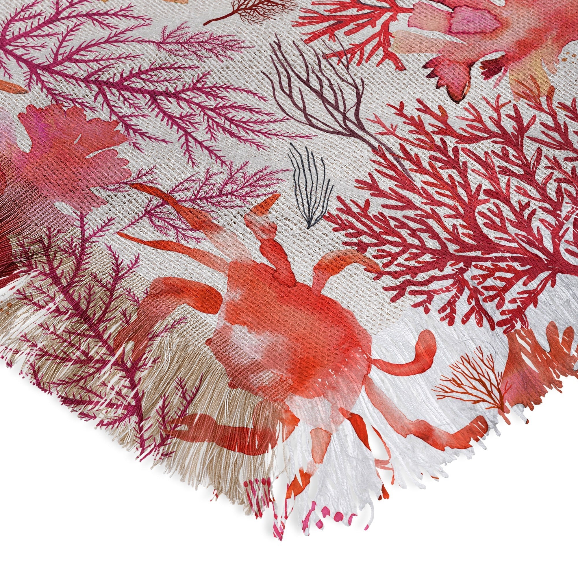 Ninola Design Botanic Retreat Coral Reef Crab Lobster Red Throw Blanket