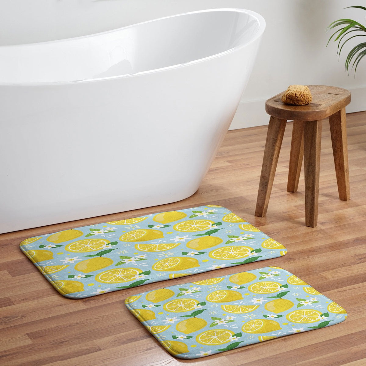 Design by Spark Lemony Fresh Florals Memory Foam Bath Mat