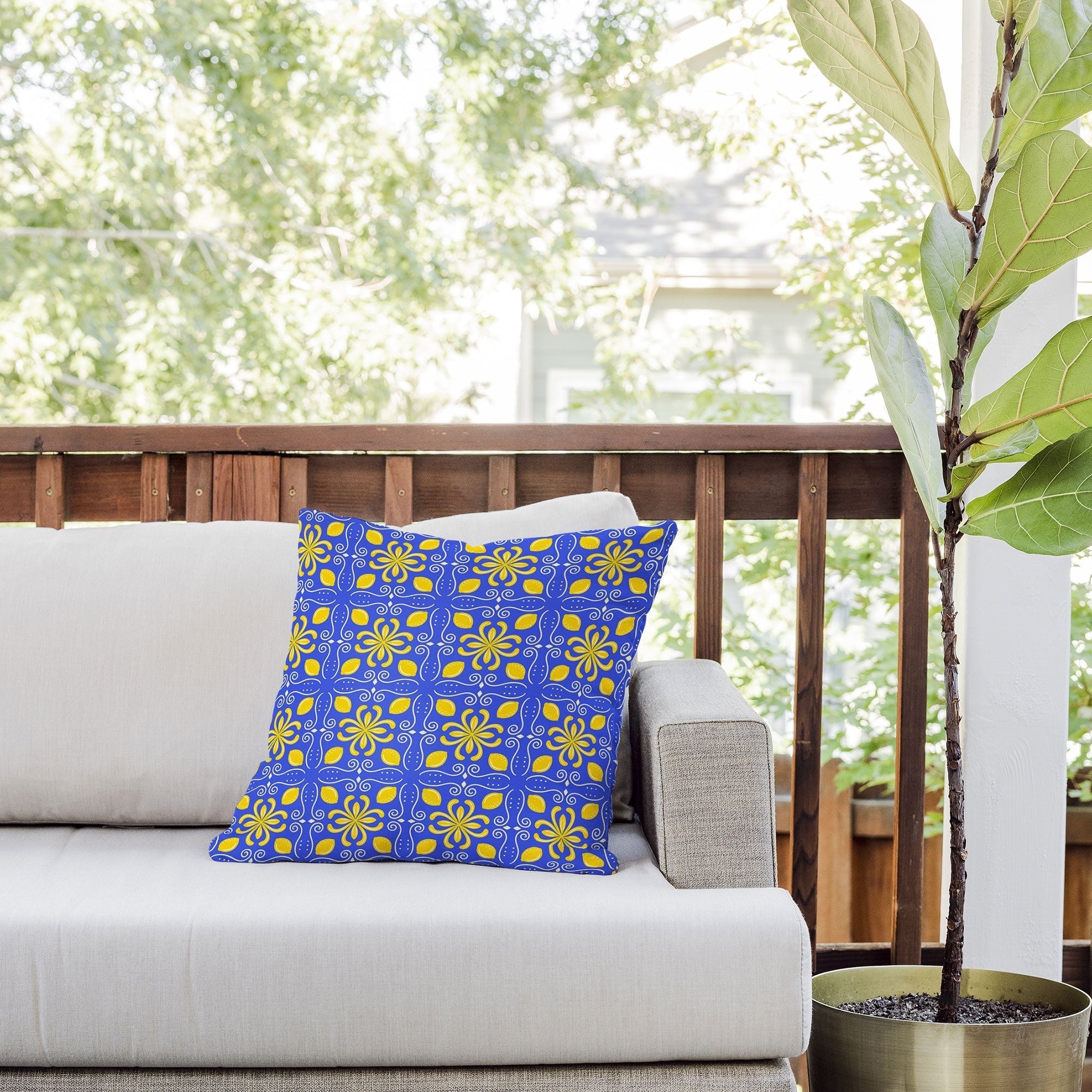 Design by Spark Dolce Vita Lemon Tile Outdoor Throw Pillow