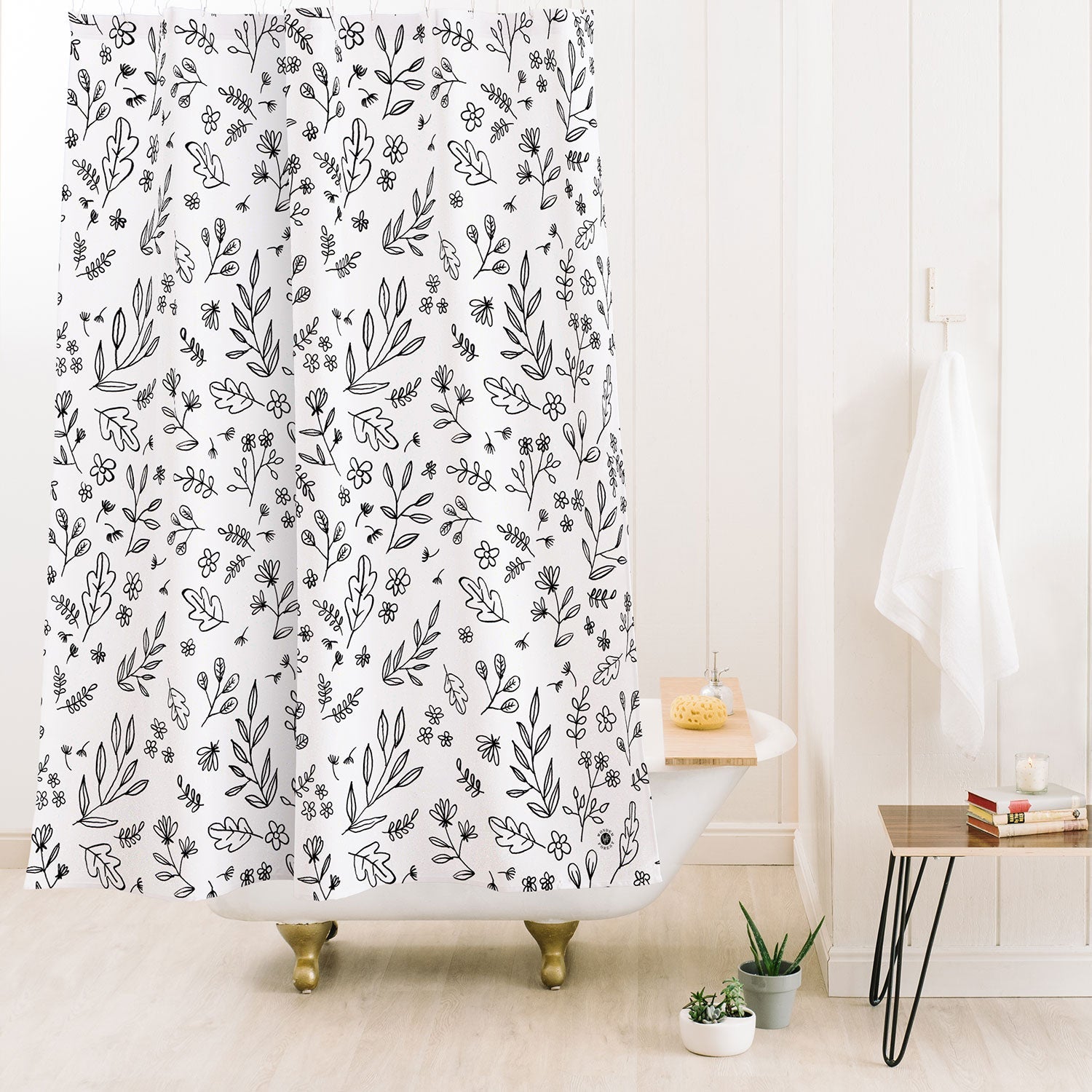 Wonder Forest Floral Sketches Shower Curtain