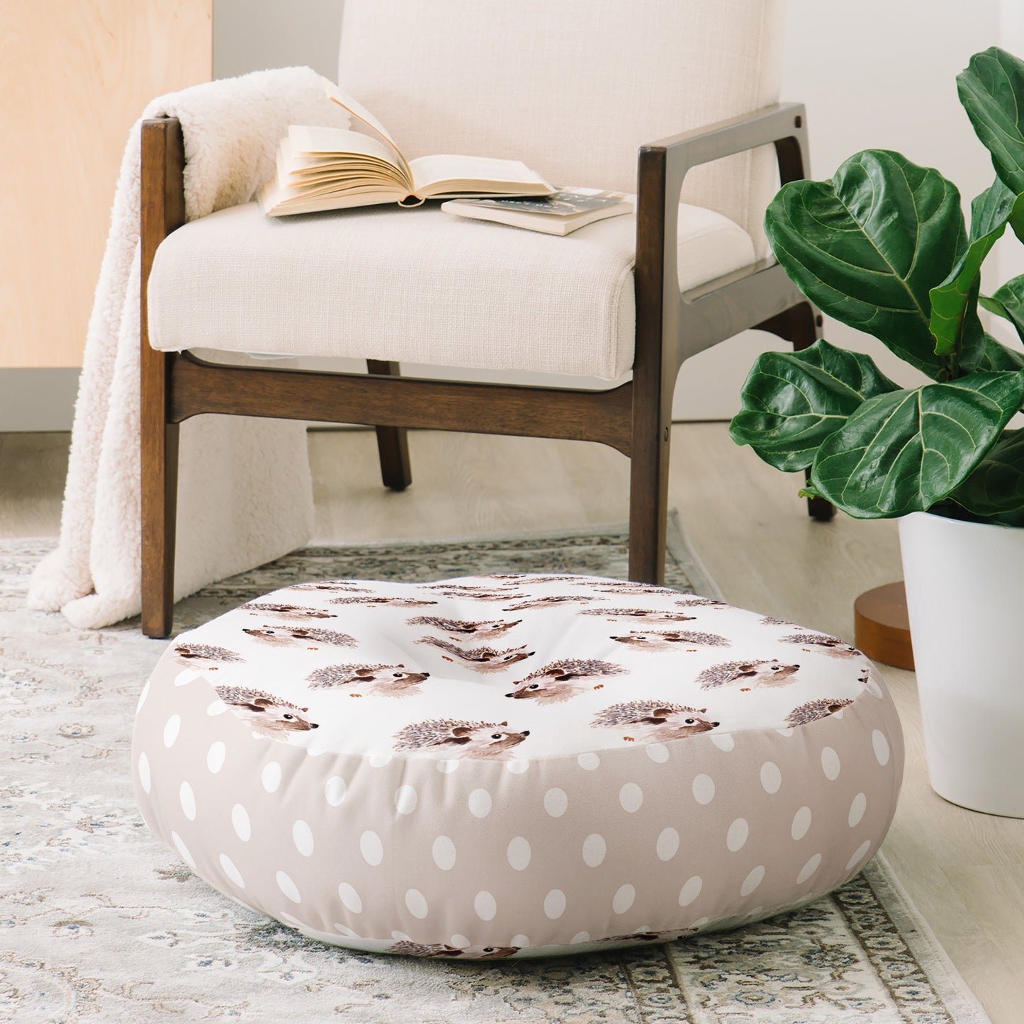 Wonder Forest Happy Hedgehog Floor Pillow Round