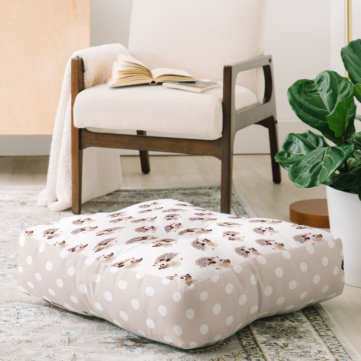 Wonder Forest Happy Hedgehog Floor Pillow Square