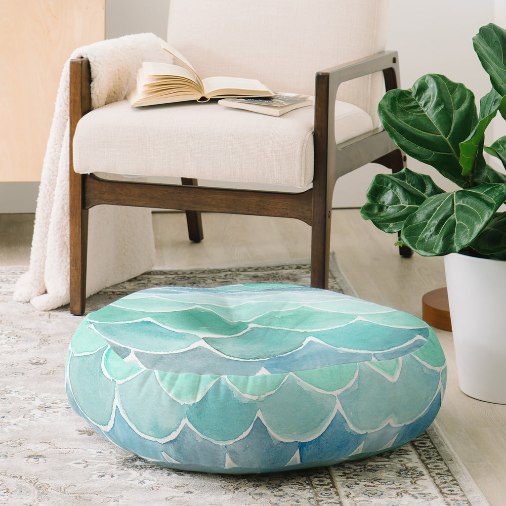 Wonder Forest Mermaid Scales Floor Pillow Round