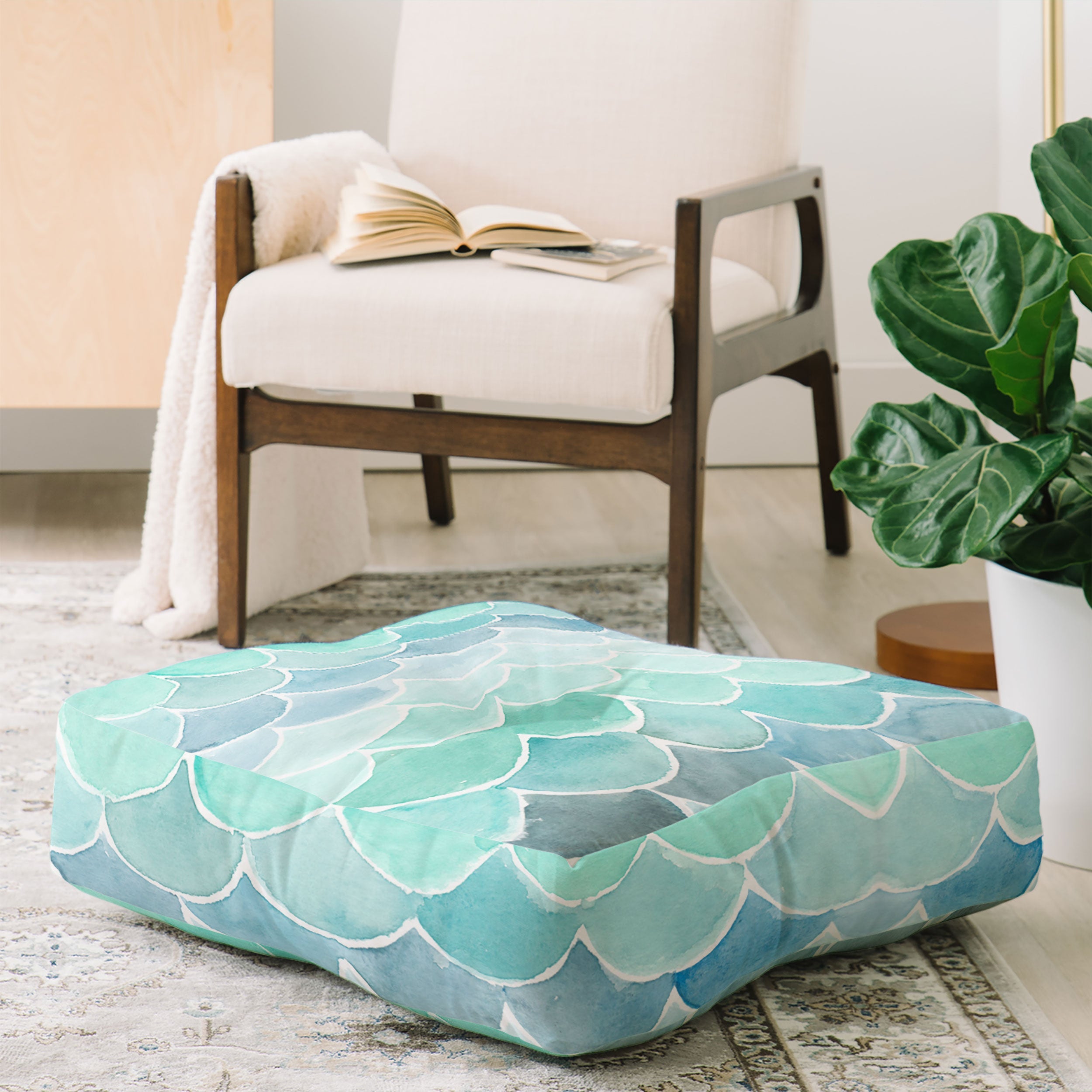 Wonder Forest Mermaid Scales Floor Pillow Square