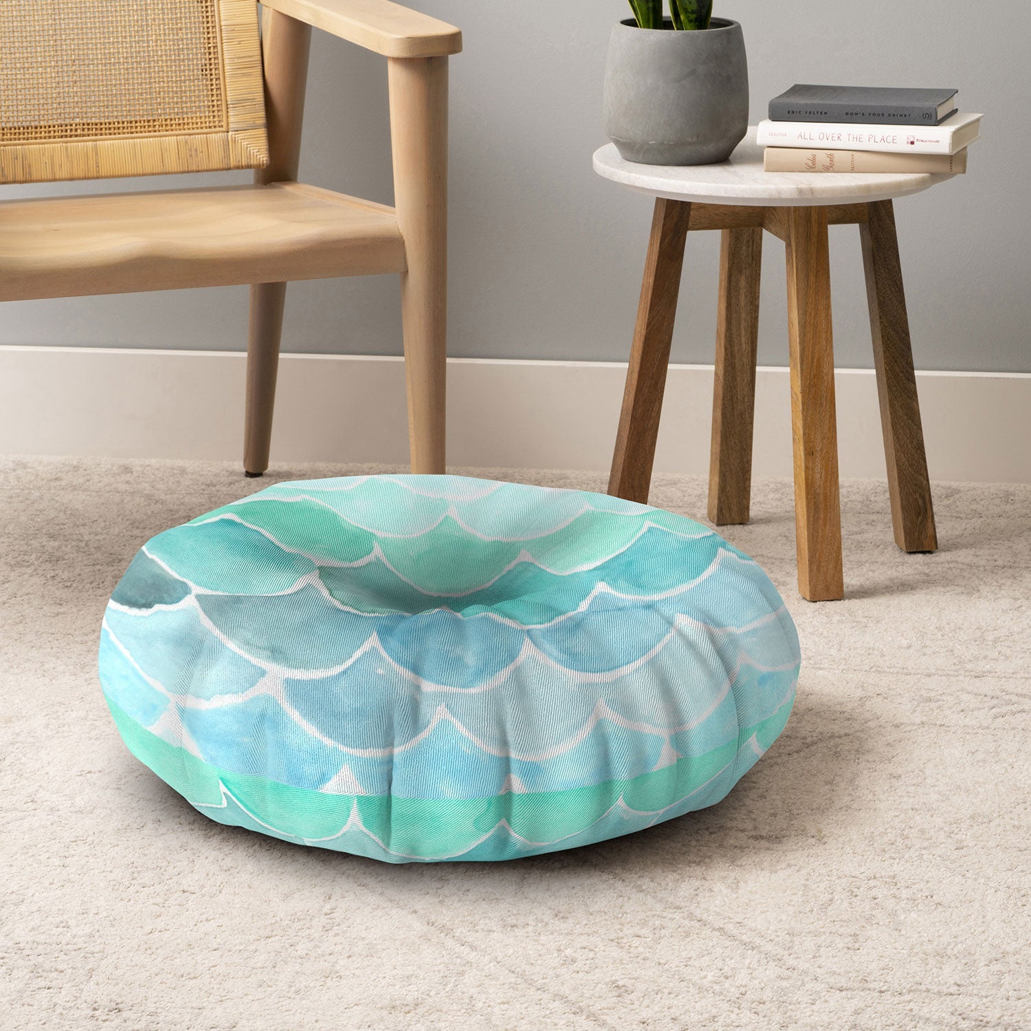 Wonder Forest Mermaid Scales Floor Pillow Round