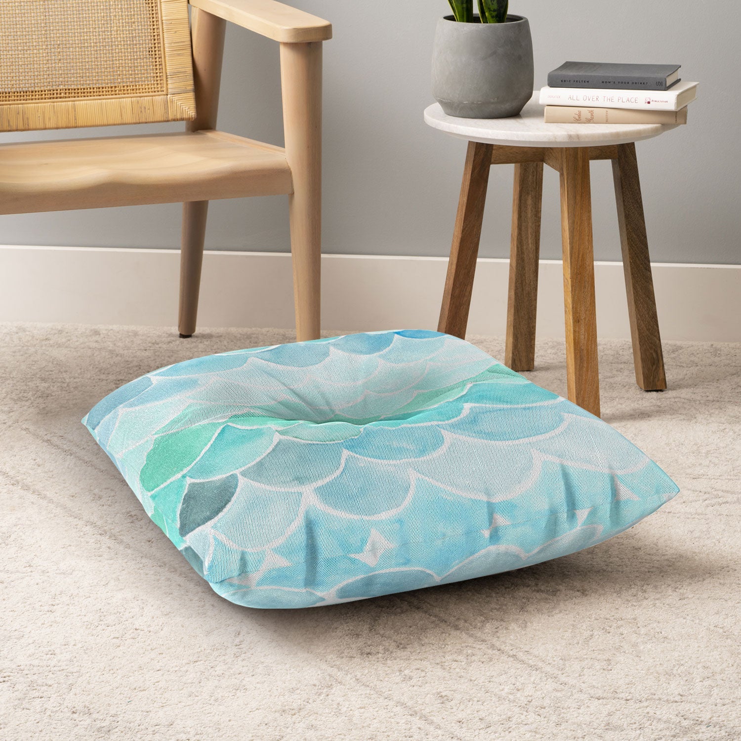 Wonder Forest Mermaid Scales Floor Pillow Square