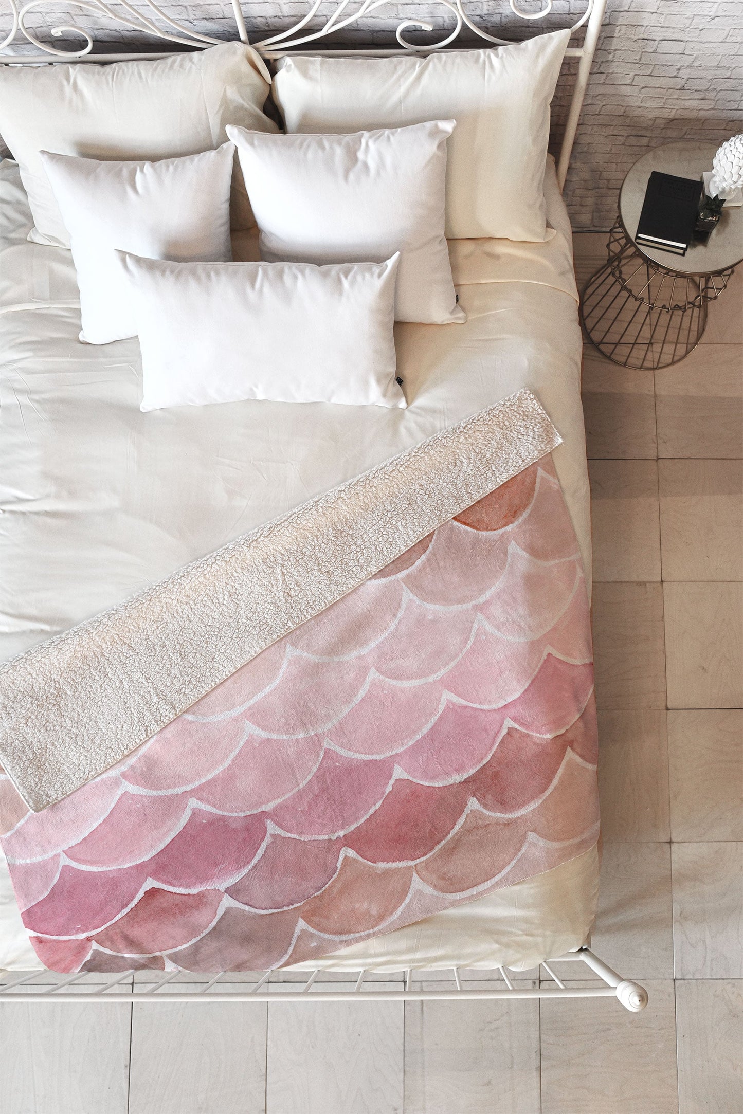 Wonder Forest Pink Mermaid Scales Fleece Throw Blanket