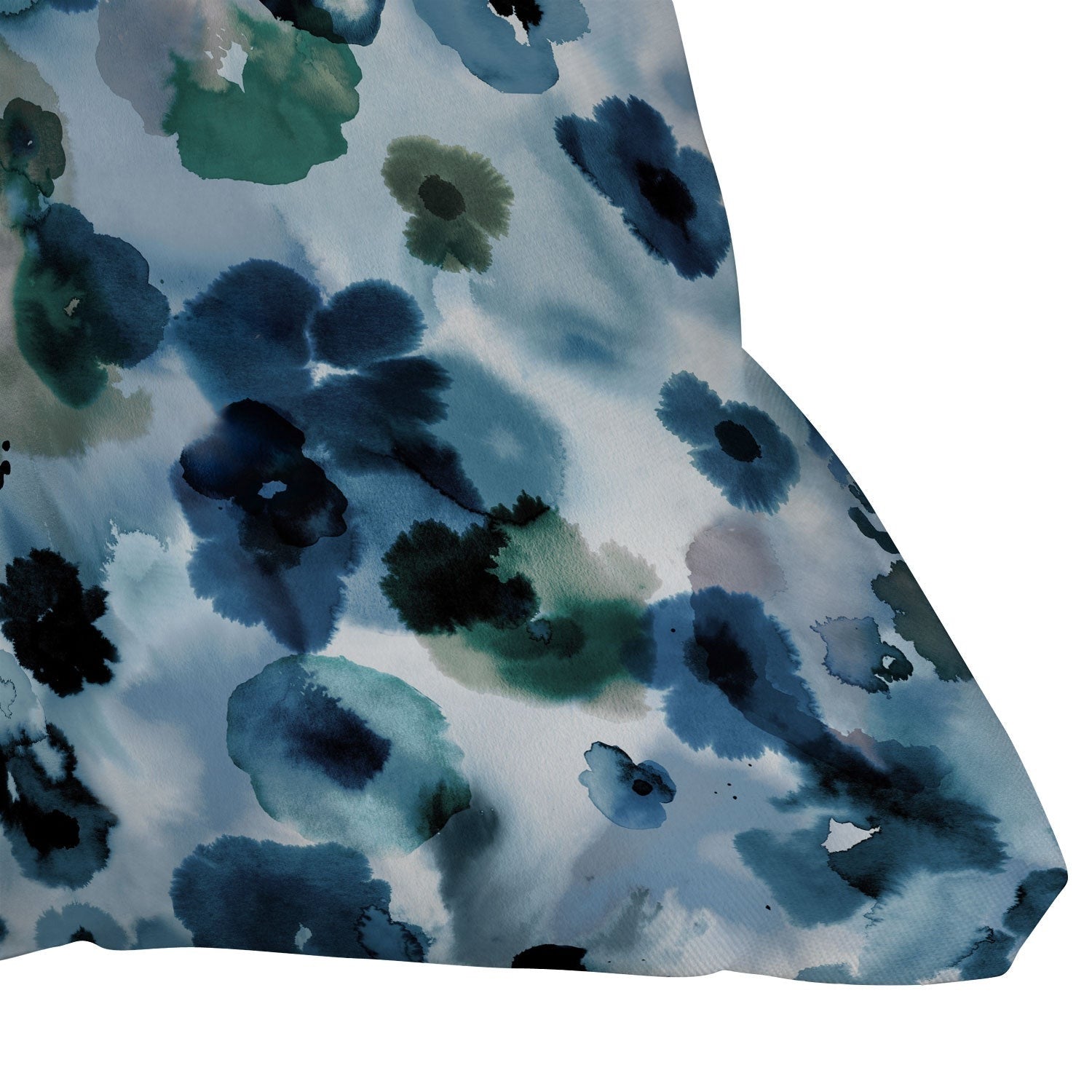 Ninola Design Botanic Retreat Ombre Abstract Watercolor Flowers Blue Navy Outdoor Throw Pillow