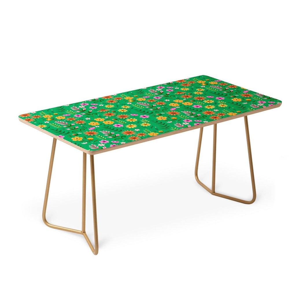 Pimlada Phuapradit Ditsy Spring Floral Green Coffee Table