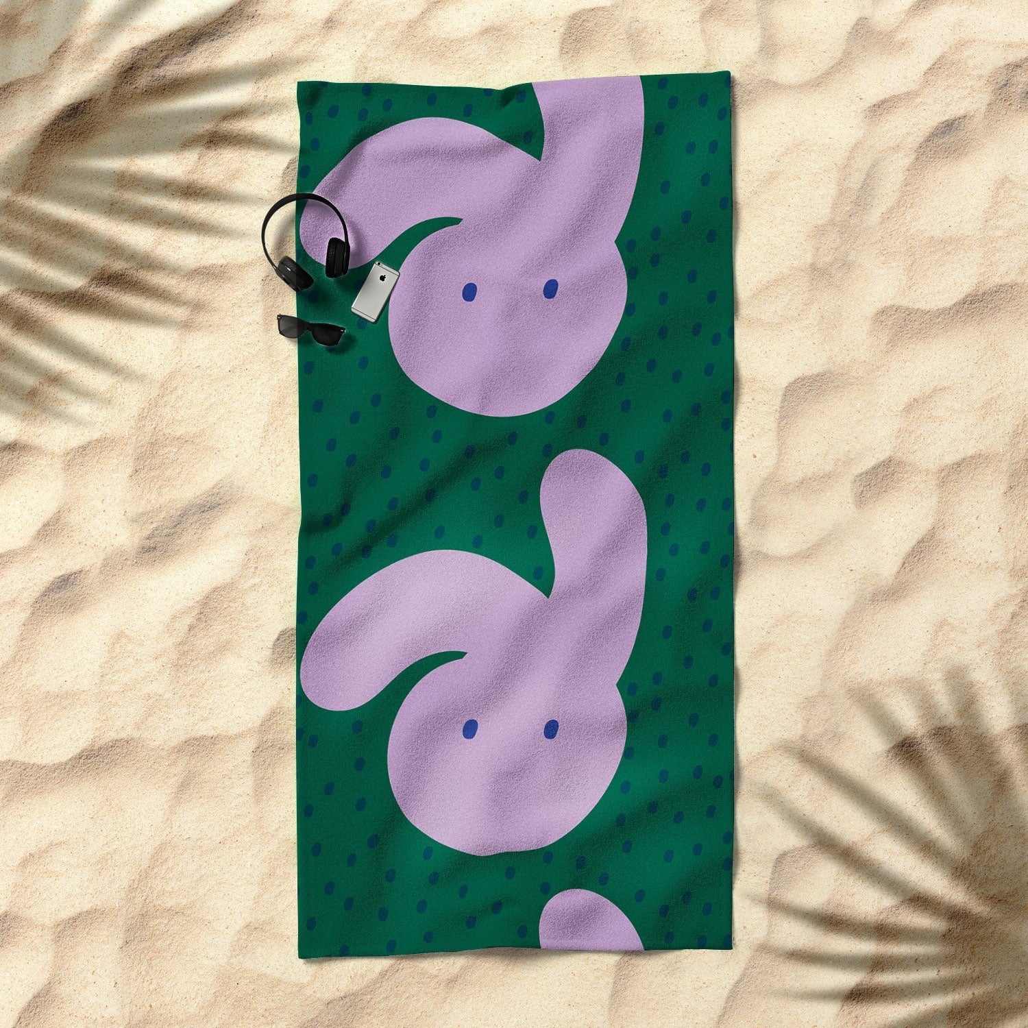 Camilla Foss Pebbles and Rabbit Beach Towel