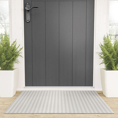 Colour Poems Gingham Plaid Pattern Cloud White Welcome Mat