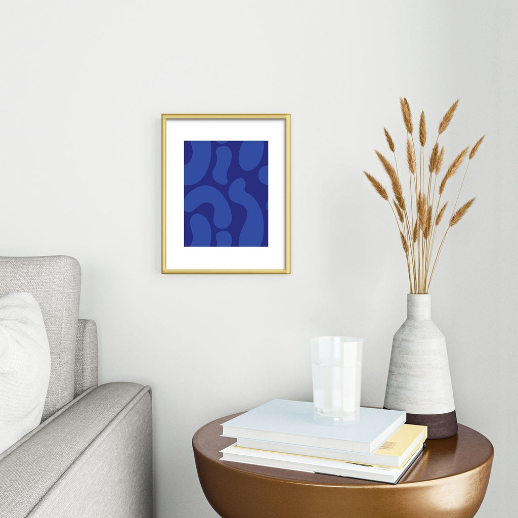 Camilla Foss Blue Pebble Metal Framed Art Print