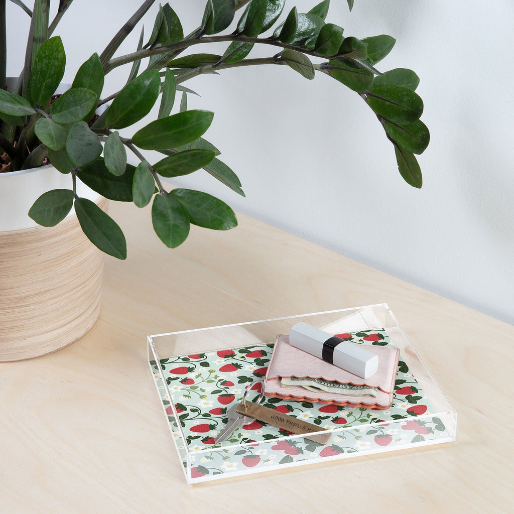Design by Spark Strawberry Florals Fields Acrylic Tray