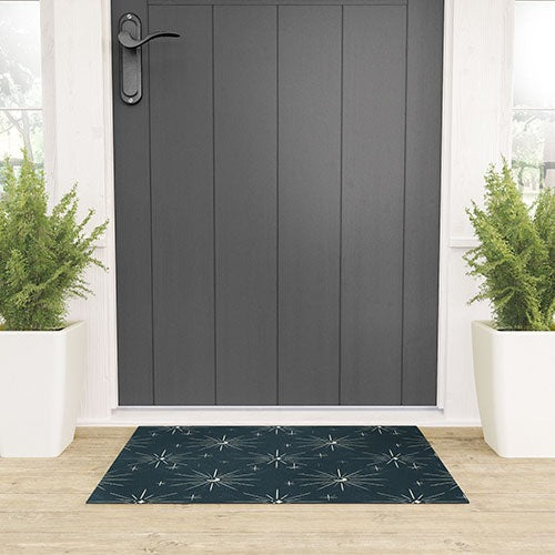 Little Om Pattern Little Moon navy Welcome Mat