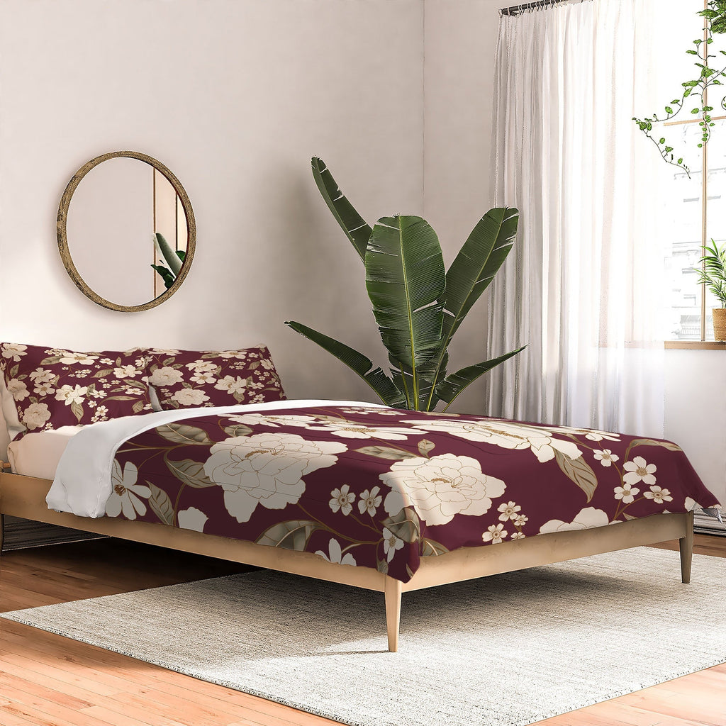 Gabriela Fuente Burgundy Floral Roberta Comforter