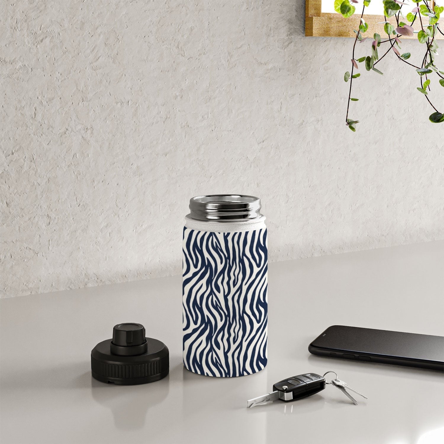 Avenie BR Navy Tiger Stripes Water Bottle