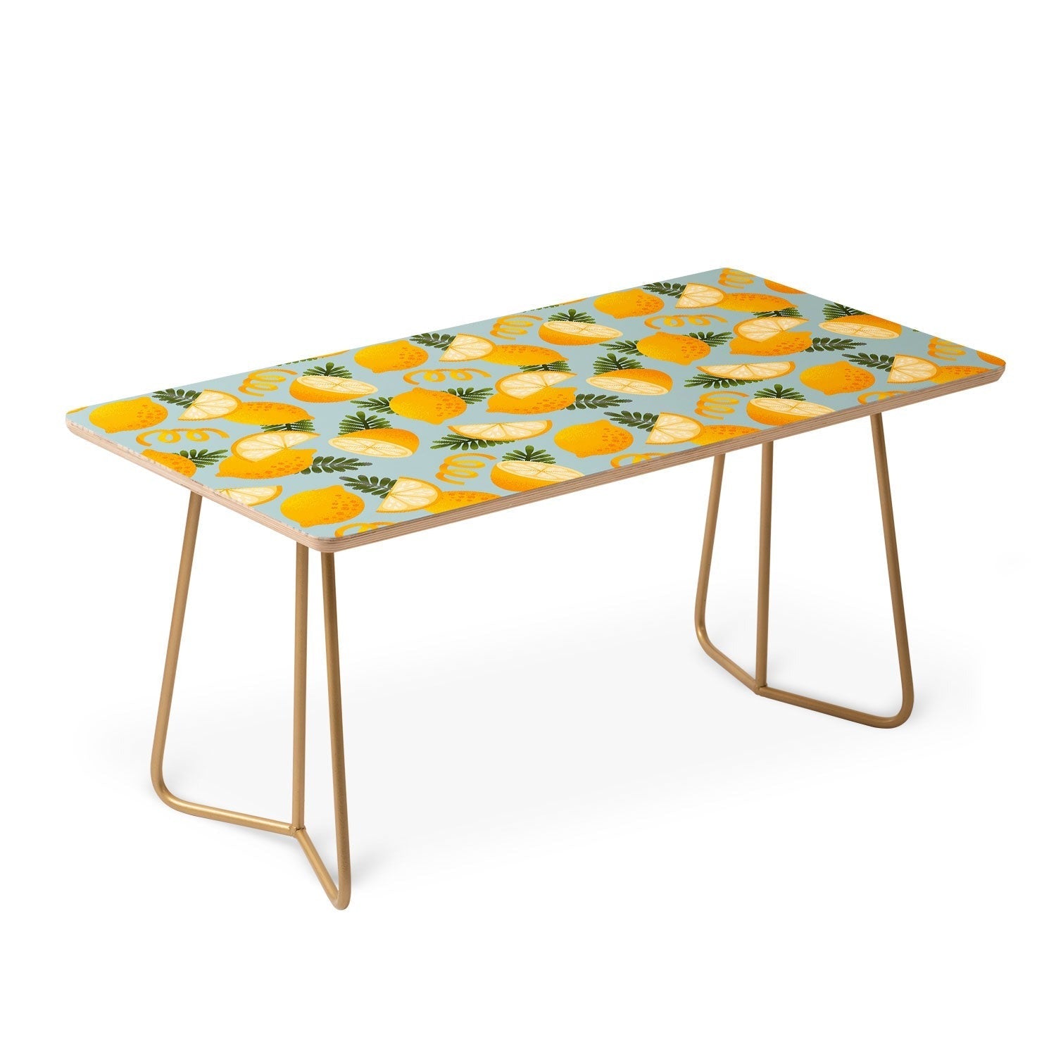 Jessica Molina Lemon Pattern on Sky Blue Coffee Table