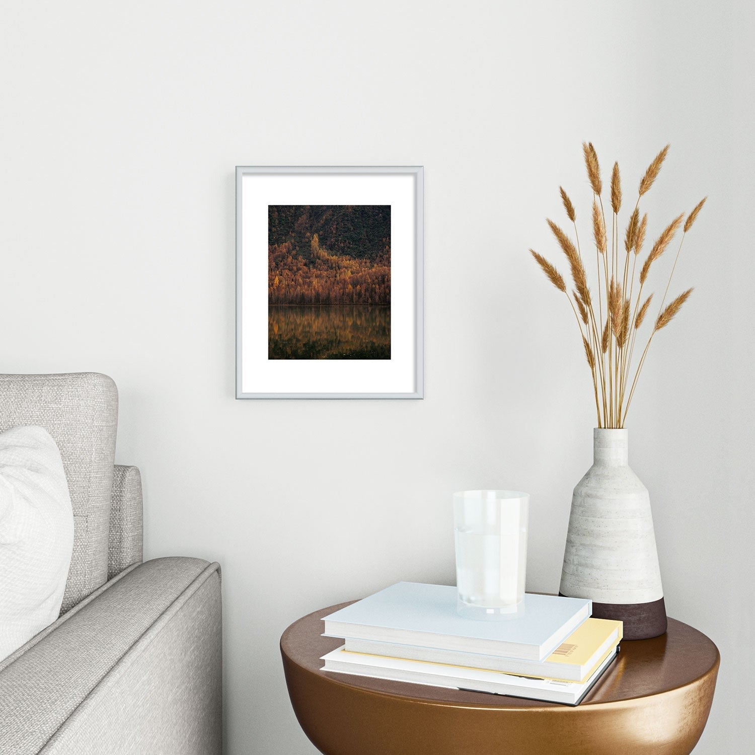 Hannah Kemp Fall Lake Metal Framed Art Print