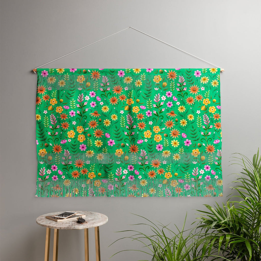 Pimlada Phuapradit Ditsy Spring Floral Green Wall Hanging Landscape