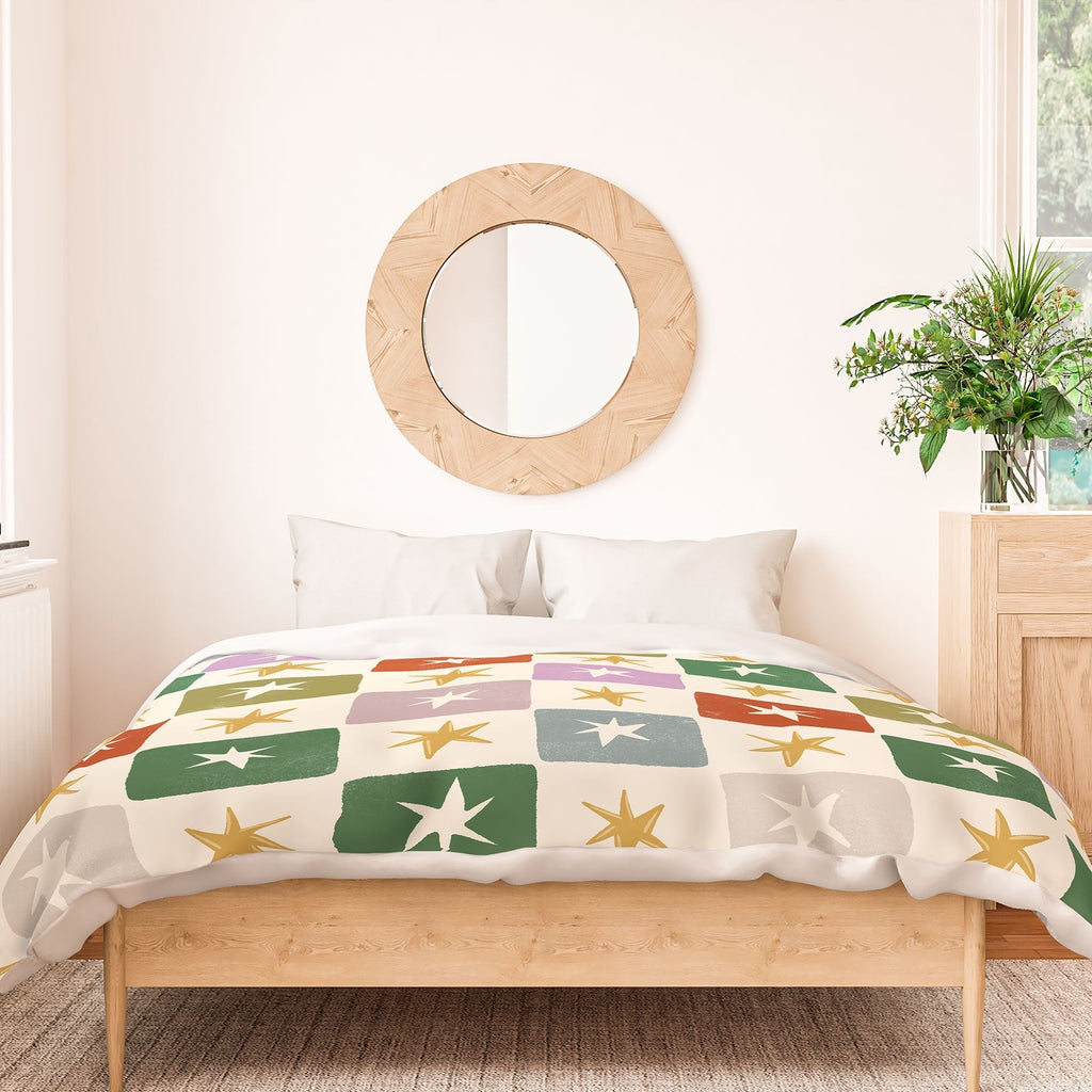 LouBruzzoni Retro Star Block Pattern Duvet Cover
