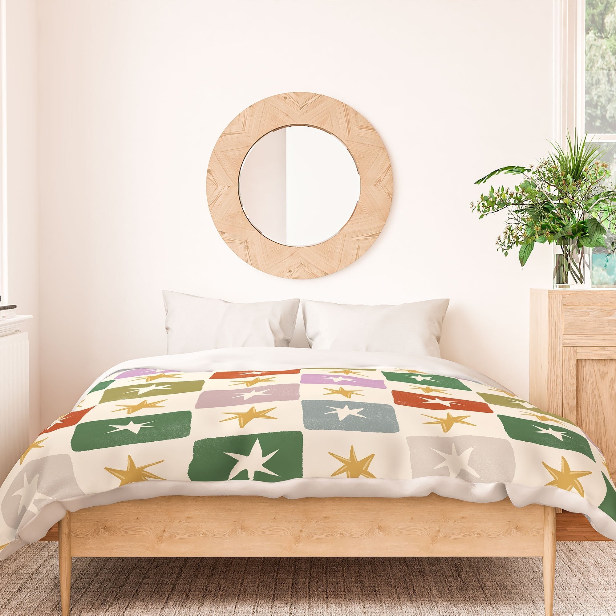 LouBruzzoni Retro Star Block Pattern Duvet Cover