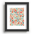 Ninola Design Botanic Retreat Tropical Whimsical Flowers Coral Green Recessed Framing Rectangle