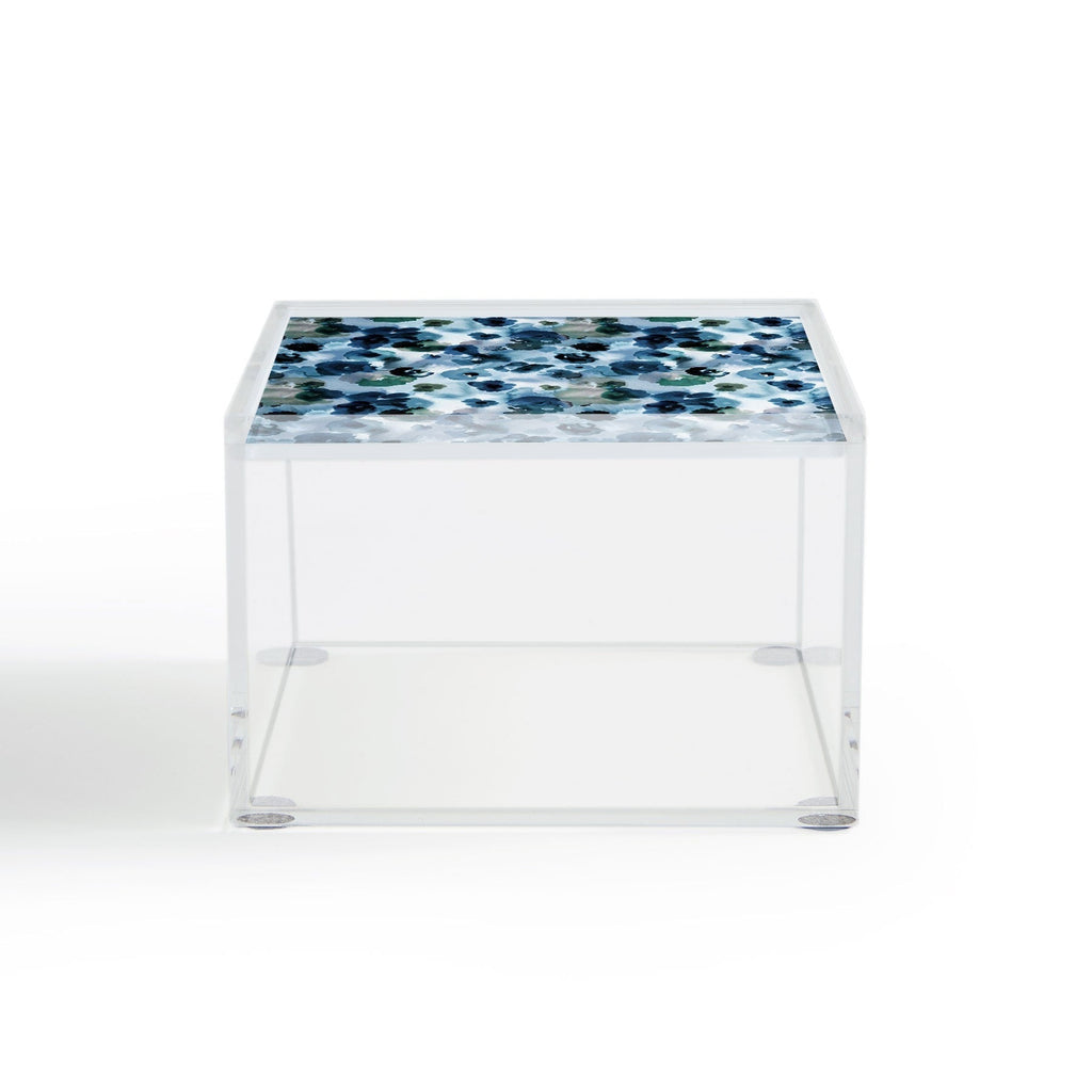 Ninola Design Botanic Retreat Ombre Abstract Watercolor Flowers Blue Navy Acrylic Box