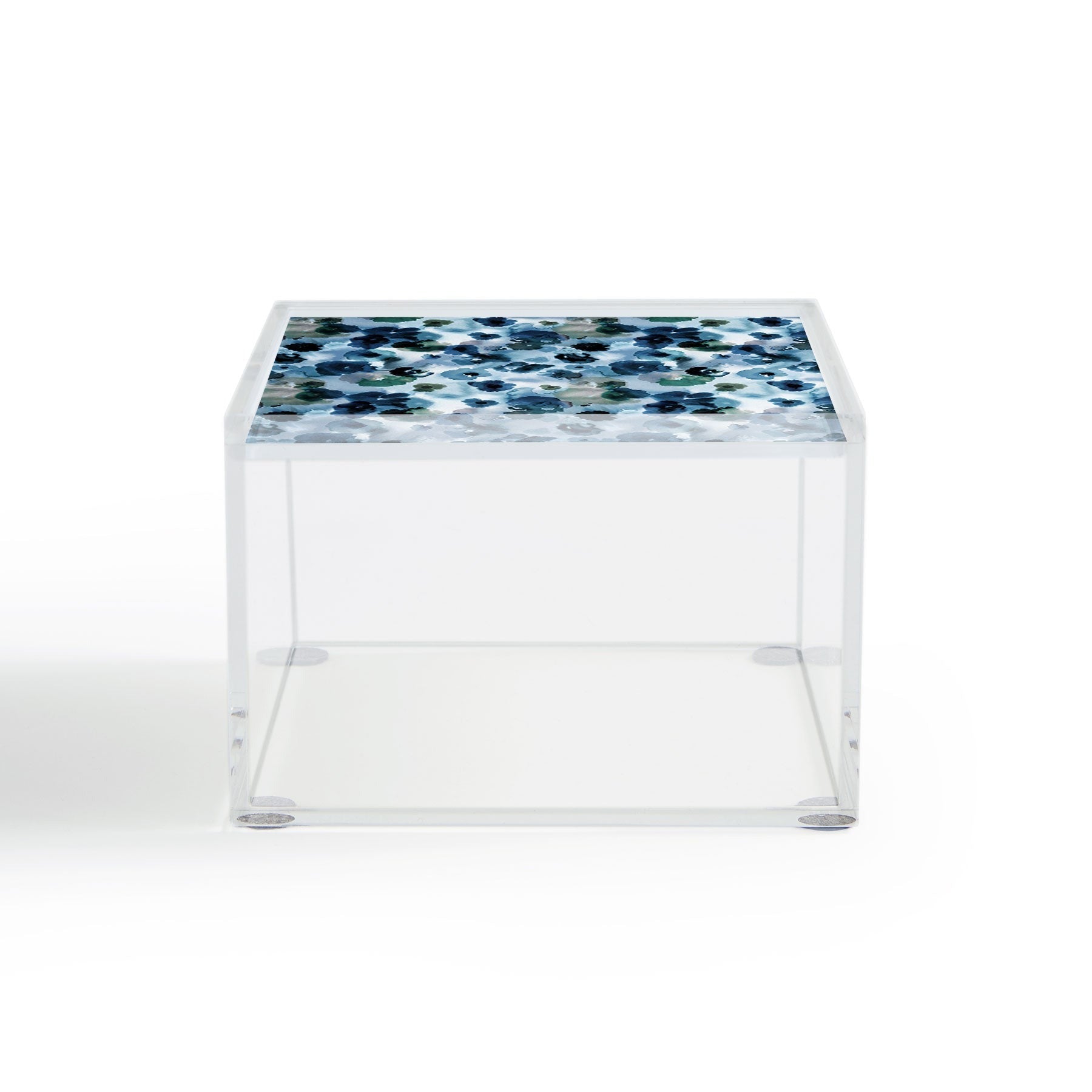 Ninola Design Botanic Retreat Ombre Abstract Watercolor Flowers Blue Navy Acrylic Box