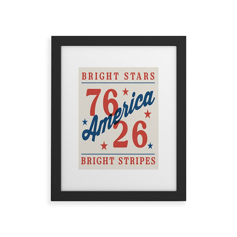 DENY Designs Bright Stars Bright Stripes Framed Art Print
