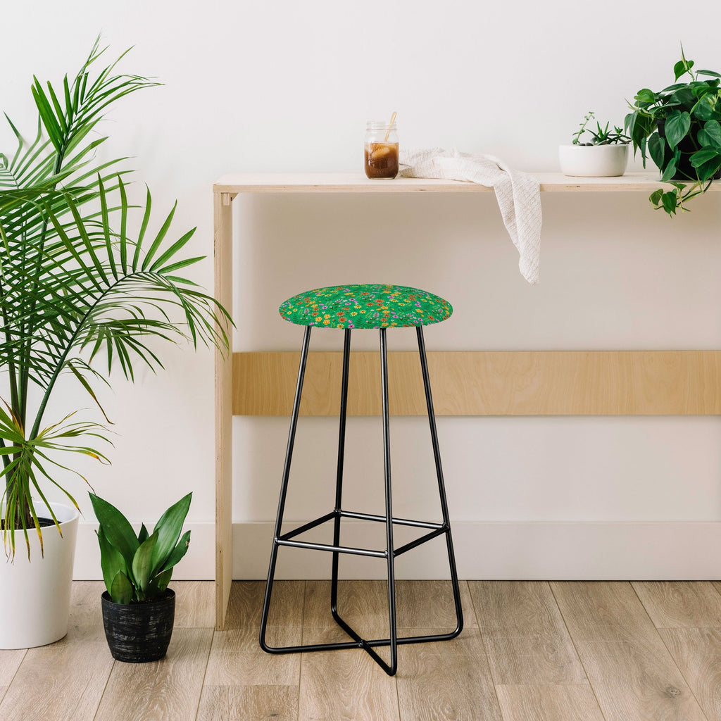 Pimlada Phuapradit Ditsy Spring Floral Green Bar Stool