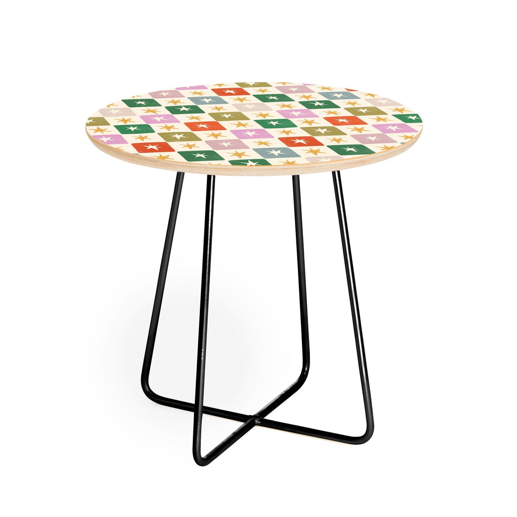 LouBruzzoni Retro Star Block Pattern Round Side Table