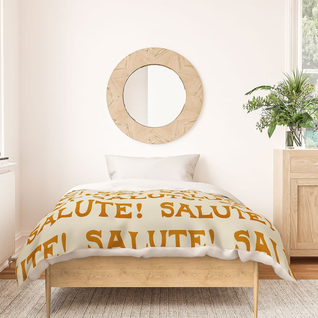 Jessica Molina Salute Gold Pattern on Cream Duvet Cover