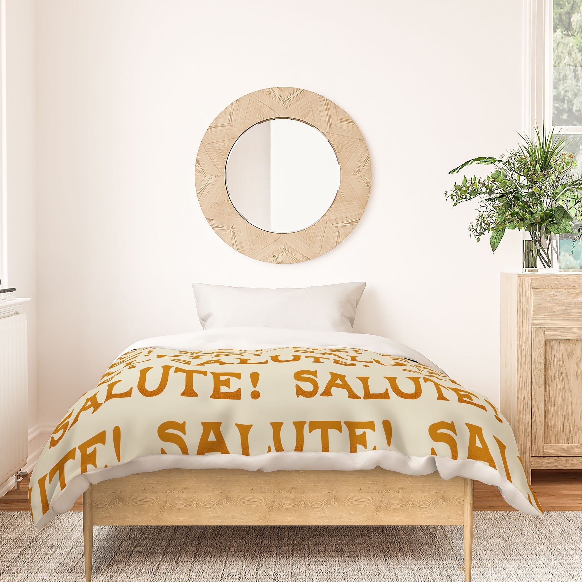 Jessica Molina Salute Gold Pattern on Cream Duvet Cover