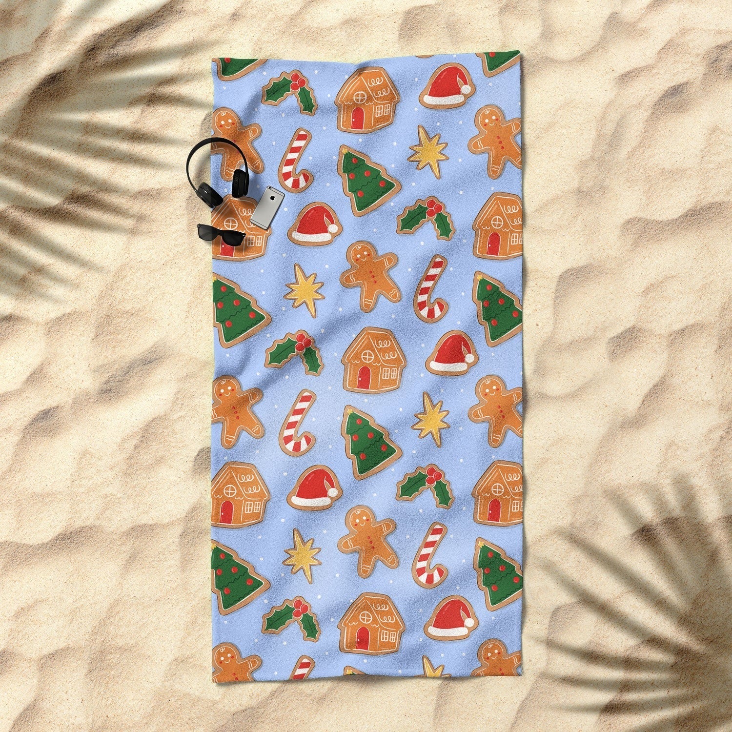 Love_Ryming Christmas Cookies Beach Towel